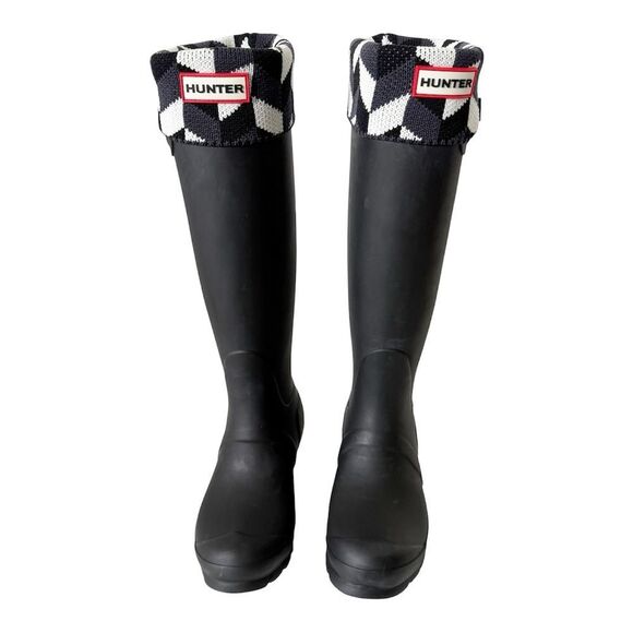 Hunter Womens Original Black Matte Tall Rain Boots With Boots Socks Size 5 - Picture 1 of 7